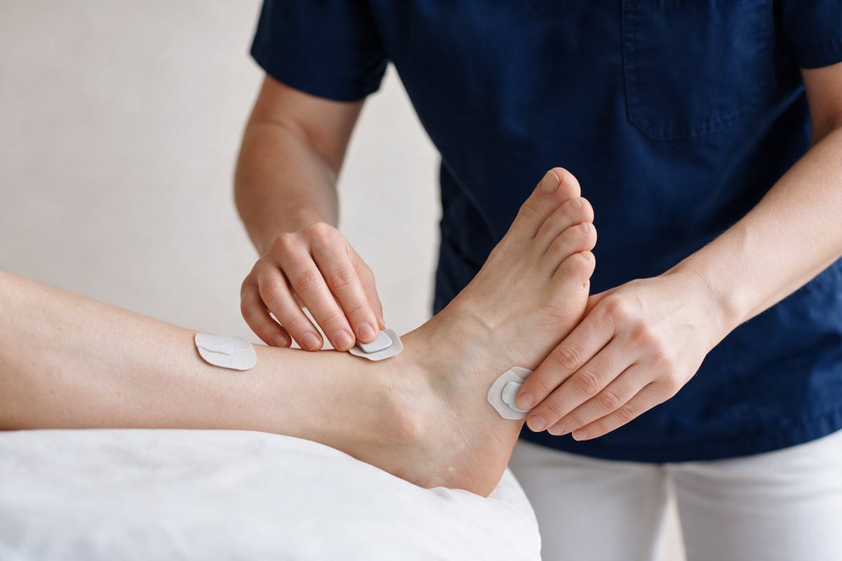 Hochtontherapie am Fuß.